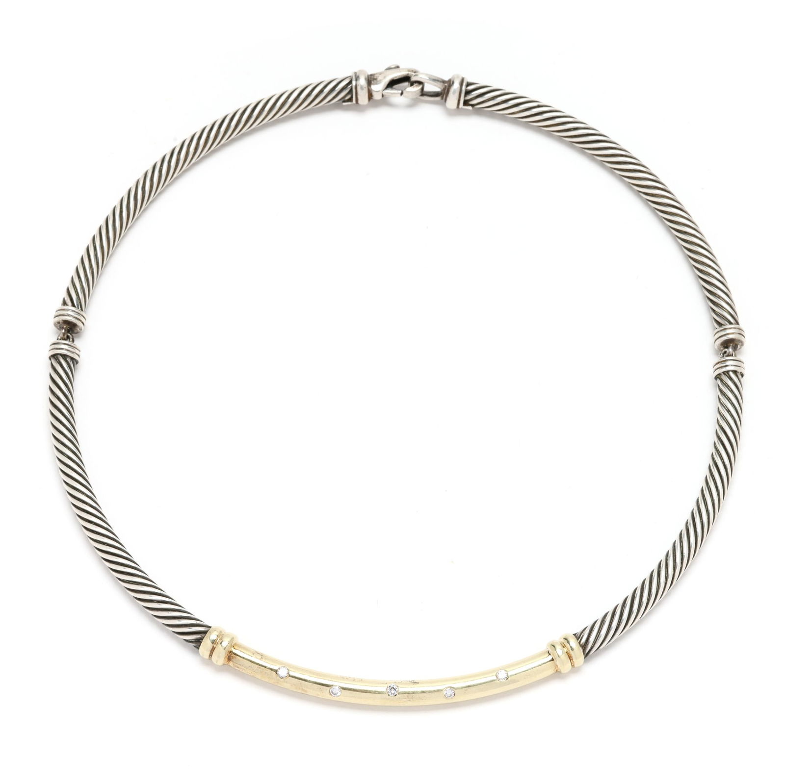 Sterling Silver, Gold, and Diamond  Metro  Collar Necklace, David Yurman (1 of 5)