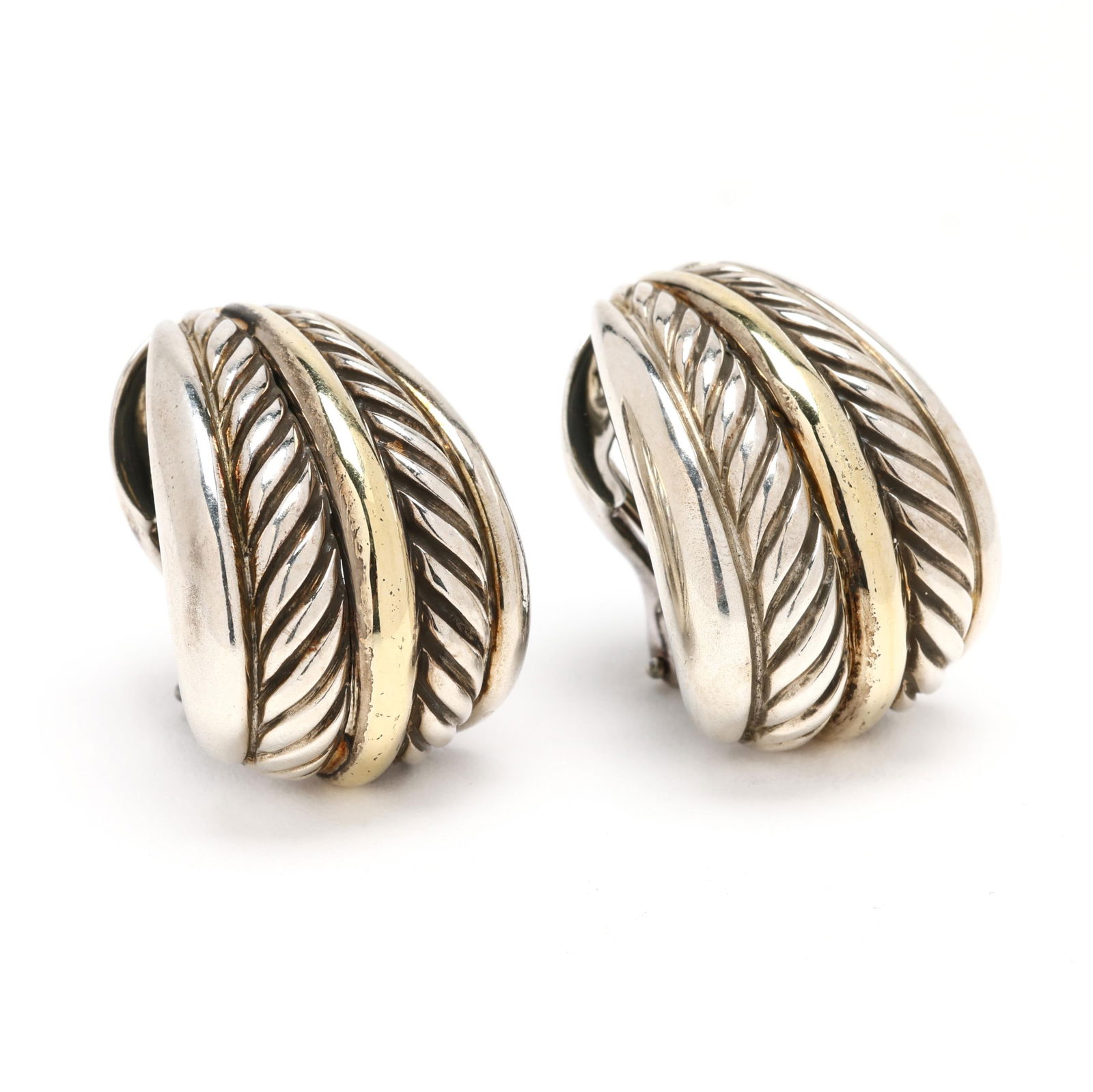 Sterling Silver and Gold  Cable  Earrings, David Yurman (1 of 5)