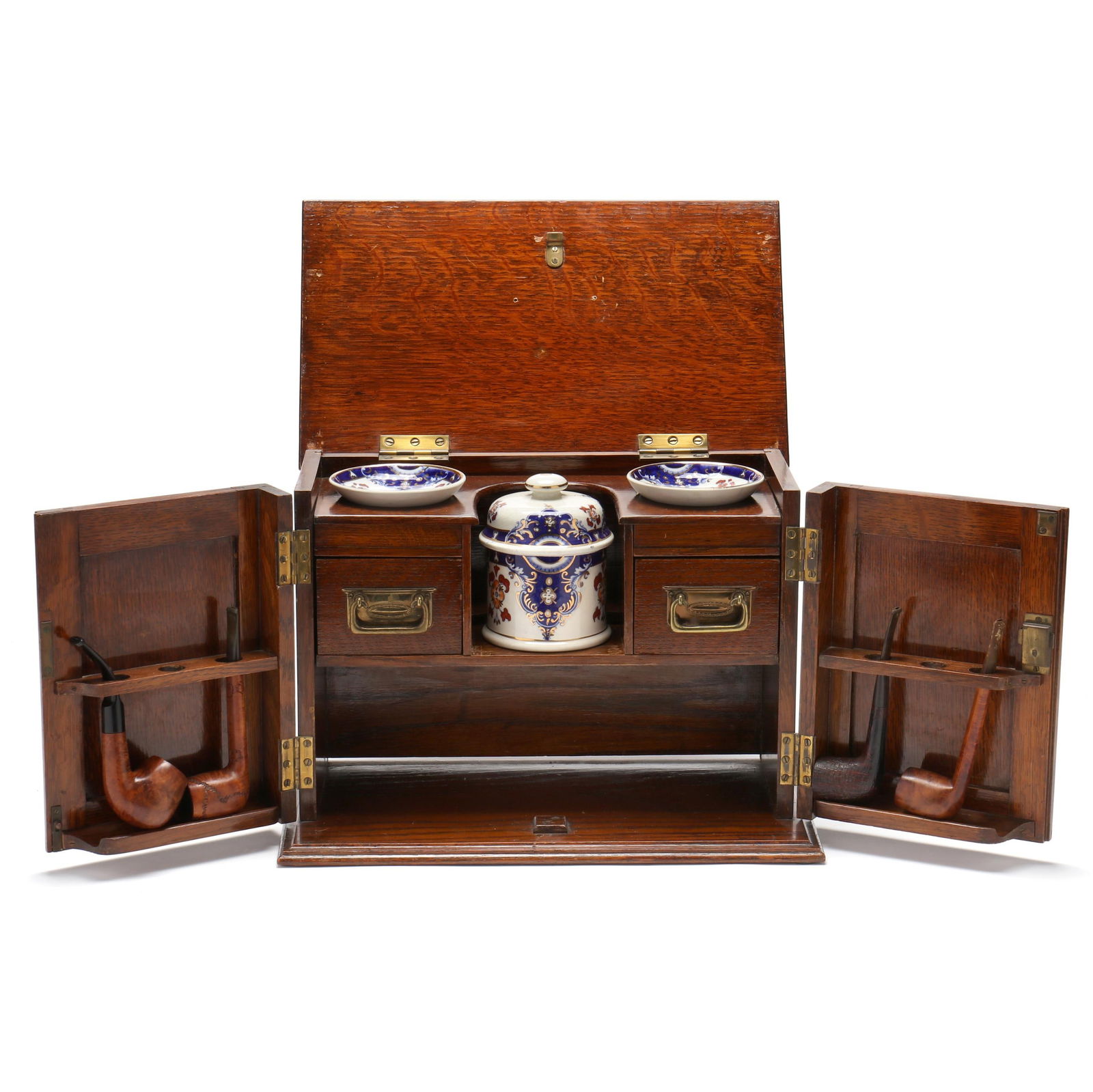 Antique English Oak Table-Top Pipe Cabinet (1 of 9)