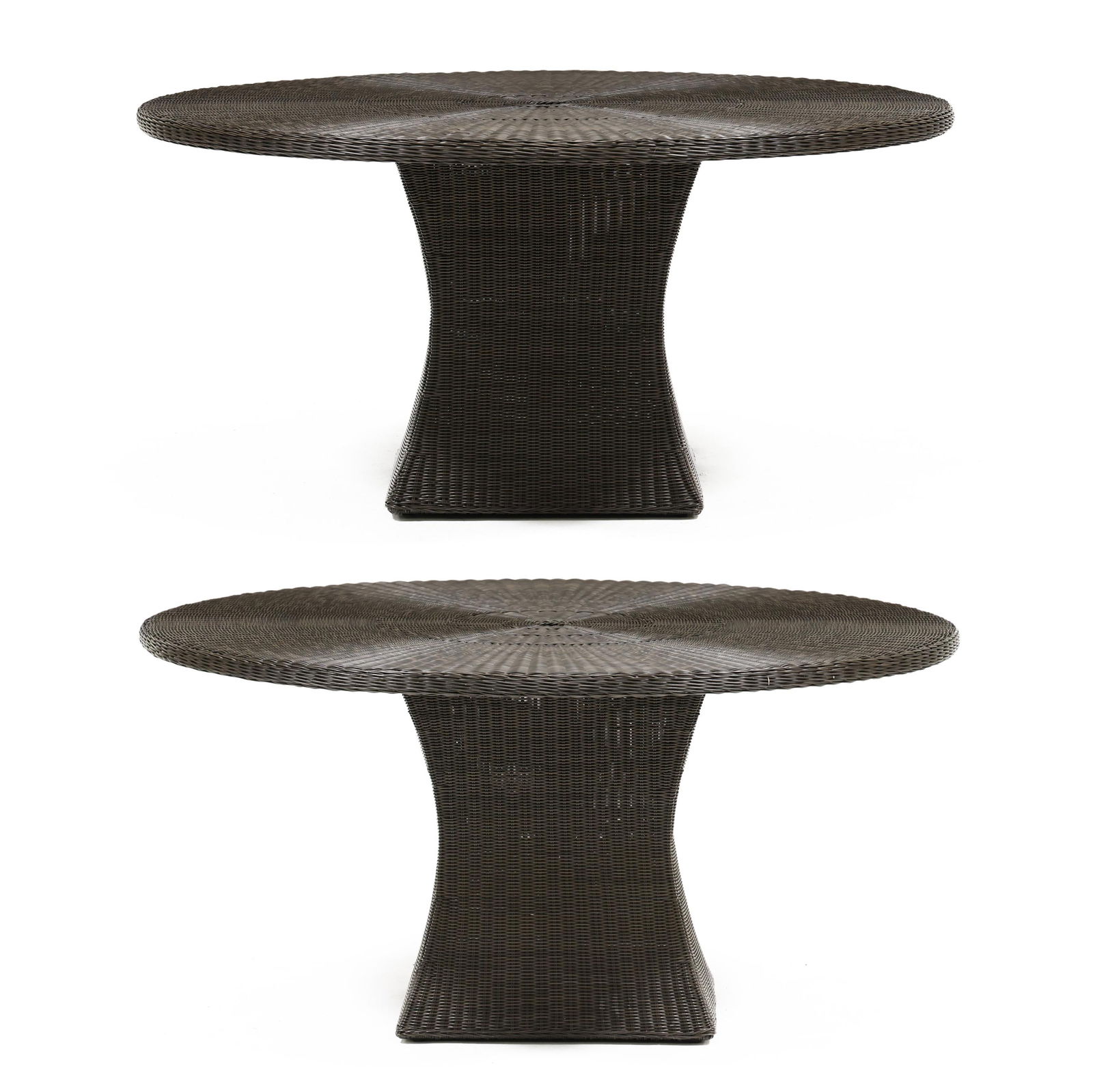 Thomas McGuire, Pair of Circular Wicker Outdoor Dining Tables (1 of 7)