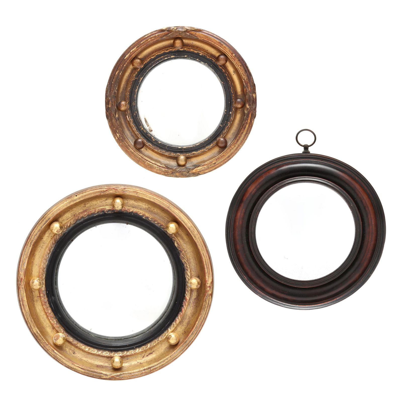 Three Antique Small Bullseye Mirrors (1 of 9)