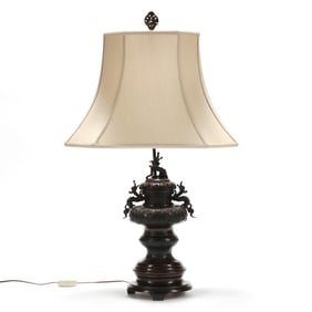 A Chinese Bronze Censer Form Table Lamp