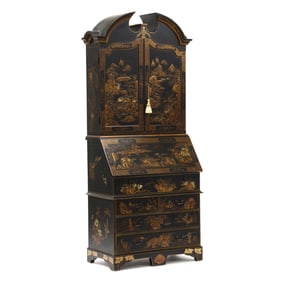 Contemporary Chinoiserie Secretary Bookcase