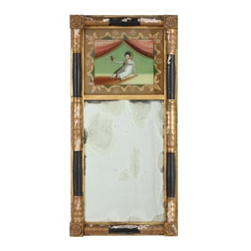 American Classical Diminutive Parcel Gilt Églomisé Mirror