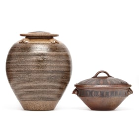 Donna Craven (Seagrove, NC), Two Covered Pottery Vessels