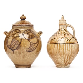 Daniel Johnston (Seagrove, NC), Two Slip Decorated Vessels