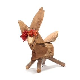 Clyde Jones (NC, b. 1938), Critter with Red Flower Eyes