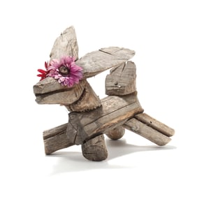 Clyde Jones (NC, b. 1938), Critter with Purple Flower Eyes