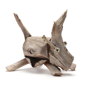 Clyde Jones (NC, b. 1938), Critter with White Flowers