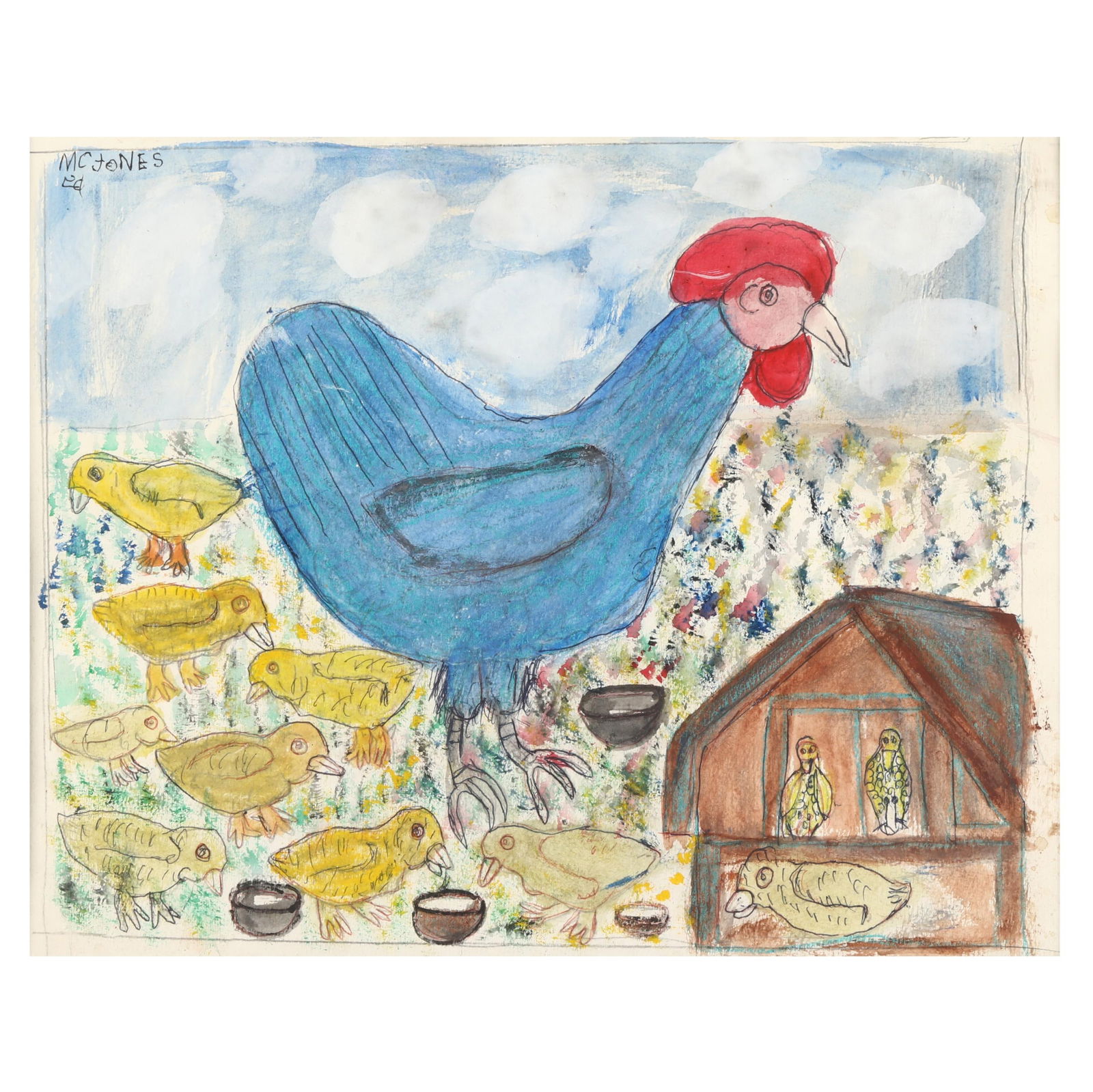 MC "5cent" Jones (American, 1917-2003),  Hen with Chicks (1 of 5)