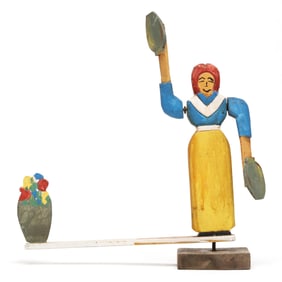 Anders "Andy" Lunde (NC, 1914-2004), Whirligig with Woman and Vase of Flowers