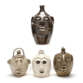 Four North Carolina Face Jugs