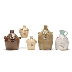 Fred Beane, Old House Pottery (Seagrove, NC), Five Face Jugs