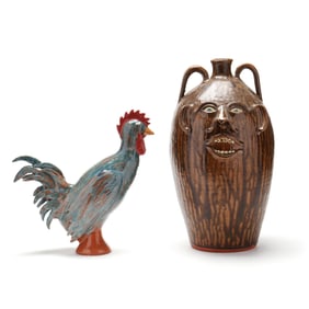 Joe Reinhardt (Vale, NC) Rooster and Large Face Jug