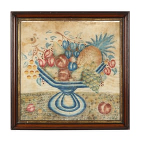 American School Theorem (19th Century), Still Life with Fruit and Centerpiece, Signed