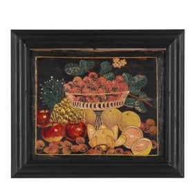 American Folk Art Plaque (Early 20th Century), Still Life with Fruit