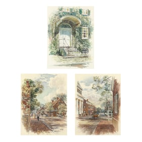 W. Stuart Archibald (American, 1910-1987), Scenes of Old Salem (Three Works)