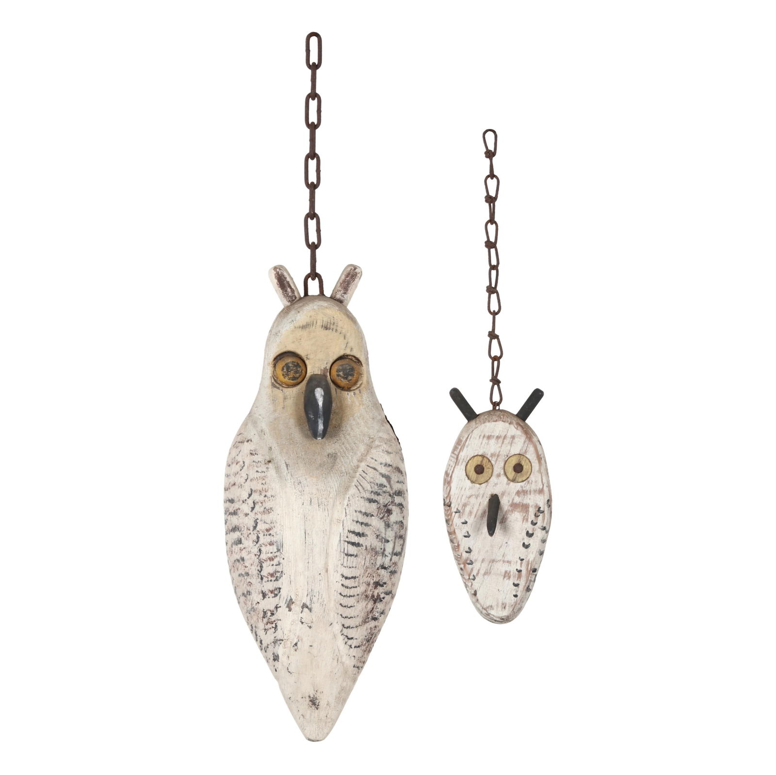 Kenneth Roy Coghill (VA, 1954-2015), Two Folk Carvings of Snowy White Owls (1 of 8)