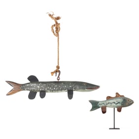 Kenneth Roy Coghill (VA, 1954-2015), Two Folk Carved Fish Decoys