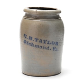 A Richmond, Virginia Cobalt Decorated Stoneware Crock