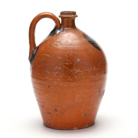 NC Pottery Redware Jug with Manganese Decoration