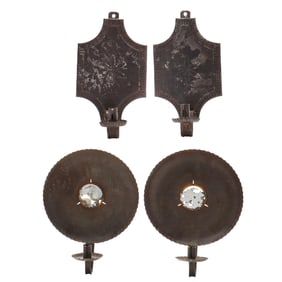 Two Pairs of Antique Tinware Wall Sconces