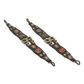 Pair of Vintage Horse Brasses Mounted on Leather Straps
