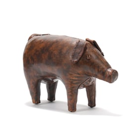 Attributed to Dimitri Omersa, Leather Pig Ottoman