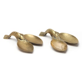 Pair of Vintage Brass Lobster Dishes