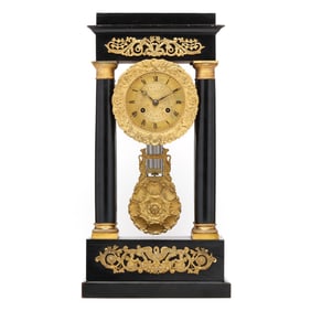 French Empire Style Portico Mantel Clock
