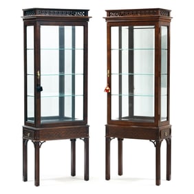 Century, Pair of Chinese Chippendale Style Mahogany Display Cabinets
