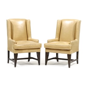 Barclay Butera, Pair of Leather Upholstered Armchairs