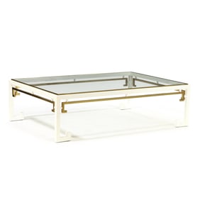 Modern History, Hollywood Regency Style Glass Top Cocktail Table