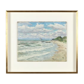 Leopold Haeck (Belgian, 1868-1928), Steamboat on the Coast