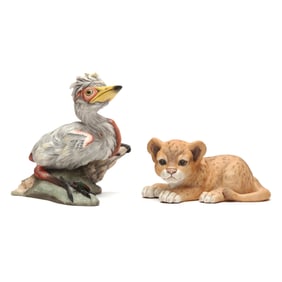 Boehm Porcelain, Lion Cub and Blue Heron