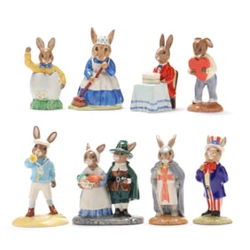 Eight Royal Doulton Porcelain Bunnykins Figures