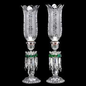 Pair of Baccarat Drop Prism Crystal Candlesticks