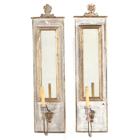 Pair of Italianate Painted and Mirrored Wall Sconces