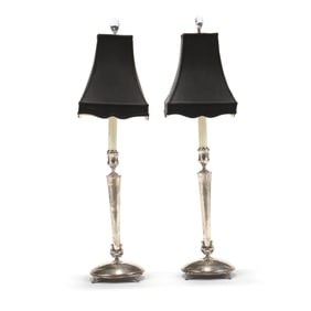 Pair of Silver-Plated Table Lamps