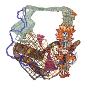 Joyce J. Scott (American, b. 1948), Flaming Skeleton Series #1