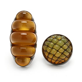 A Silver and Glass Lapel Pin and A Silver and Glass Lapel Pin, Julie Anne Mihalisin