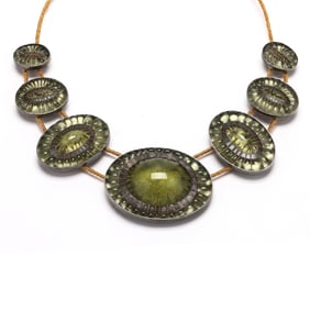 Silver, Gold, and Glass Necklace, Julie Anne Mihalisin