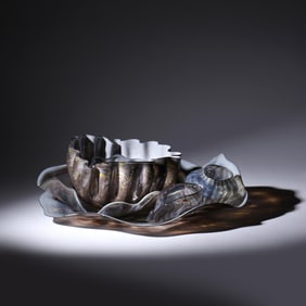 Dale Chihuly (American, b. 1941), Gray Seaform Macchia Set with Black Lip Wraps