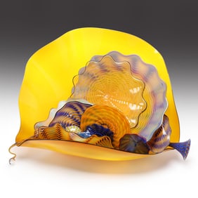 Dale Chihuly (American, b. 1941), Yellow and Cobalt Persian Large Wall Installation