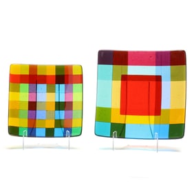Dorothy Hafner (American, b. 1952), Two Fused Glass Plates