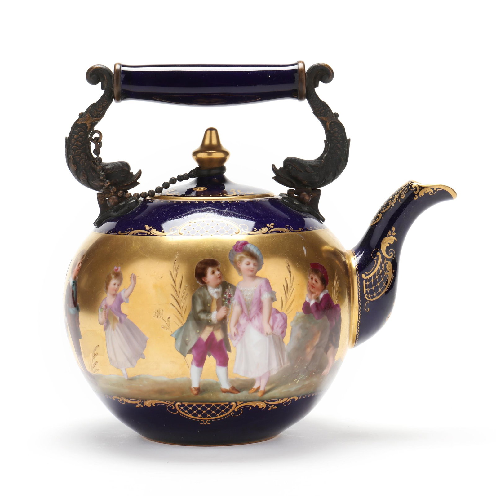 Royal Vienna Artist Signed Cobalt and Gilt Teapot (1 of 8)
