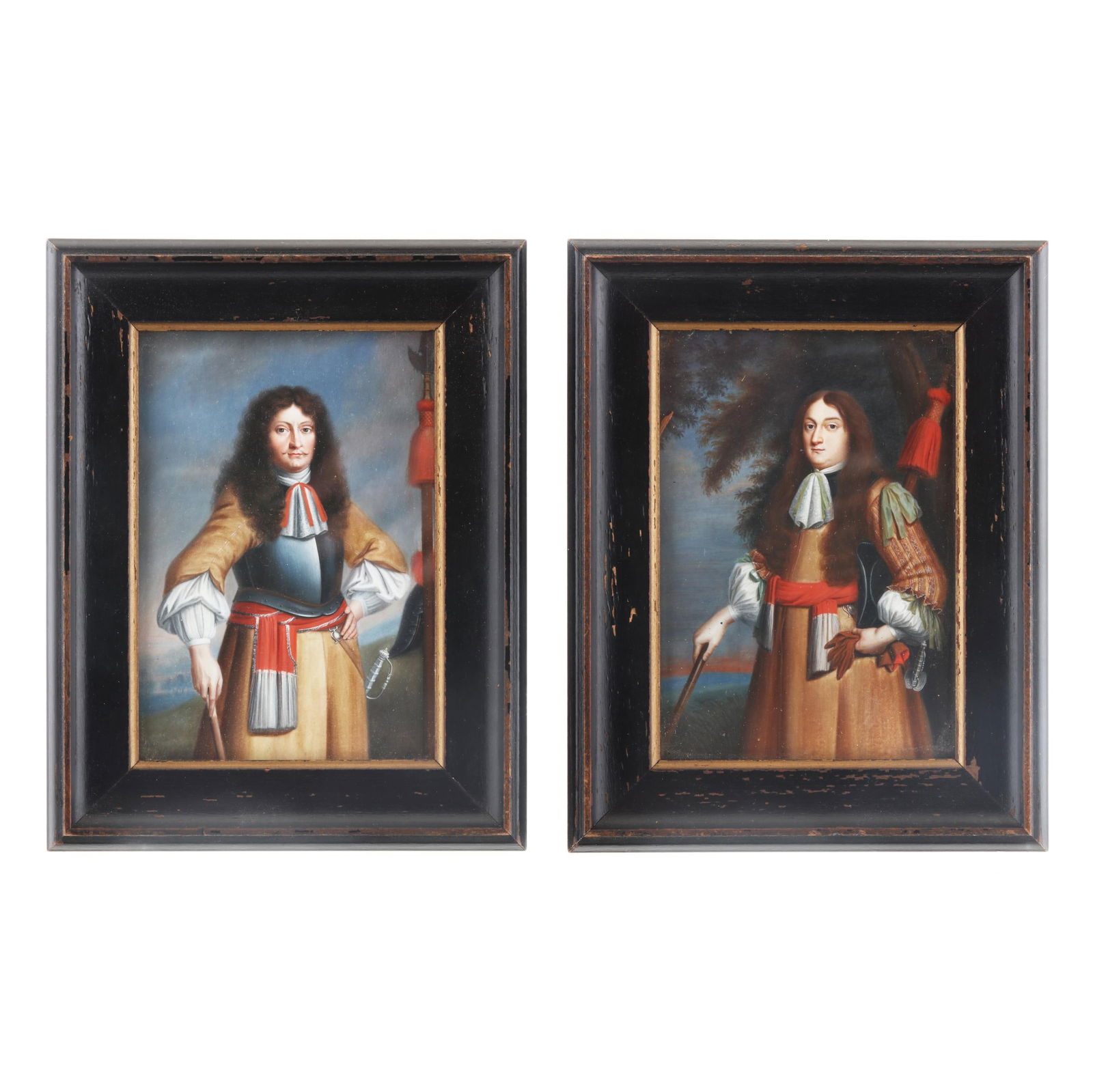 Two Fine Continental School Portrait Miniatures of Noblemen on Vellum (1 of 10)