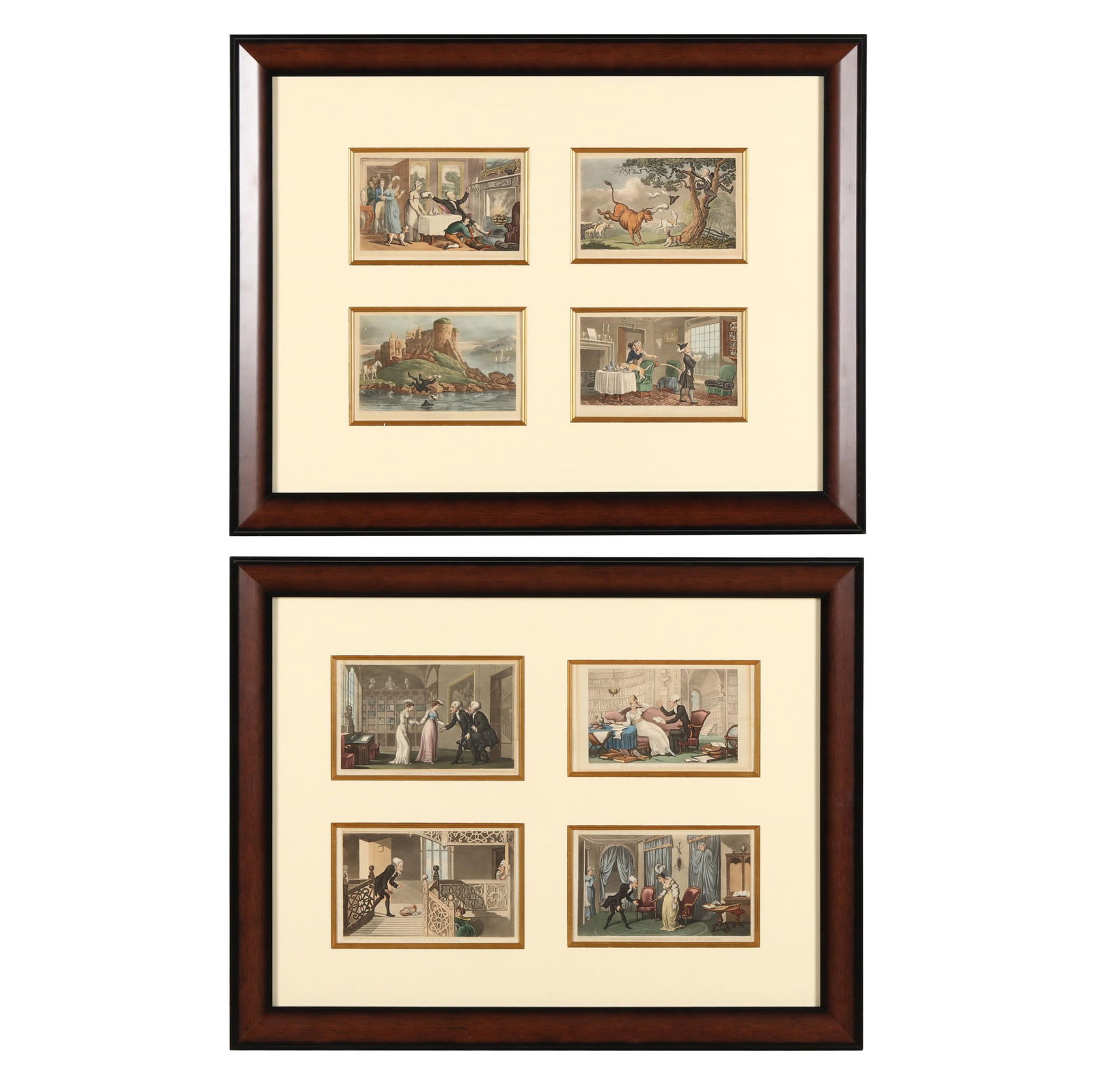 Thomas Rowlandson (English, 1757-1827), Two Framed Suites from the  Tours of Dr. Syntax (1 of 7)