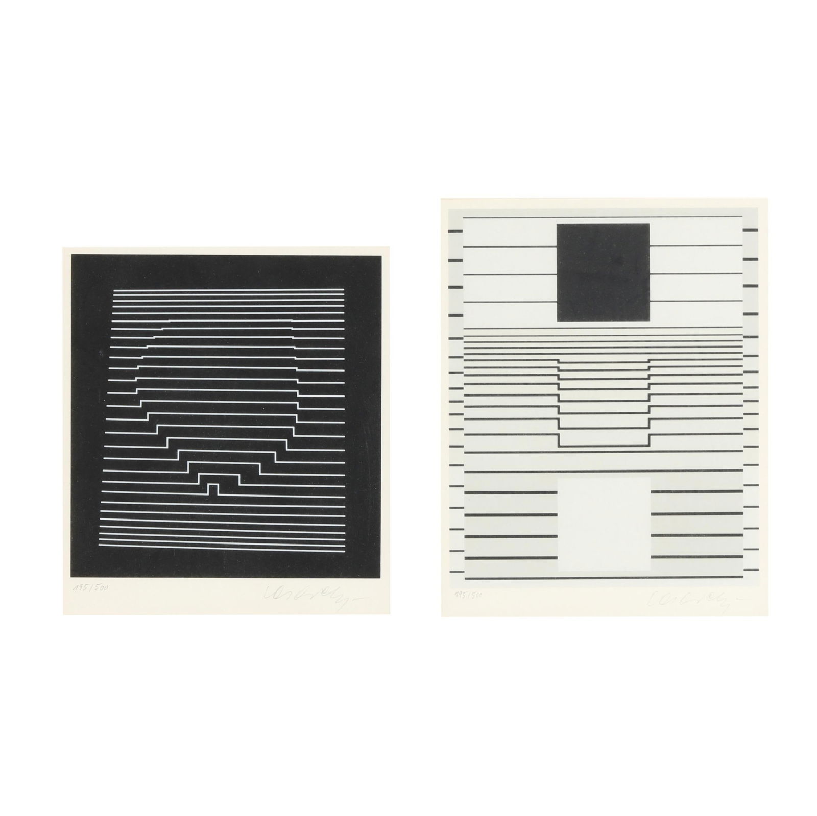 Victor Vasarely (French/Hungarian, 1906-1997),  Naissances  (Complete Suite of Two Serigraphs and (1 of 12)