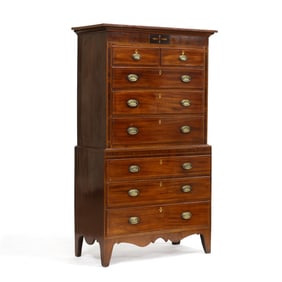 George III Inlaid Mahogany Chest on Chest